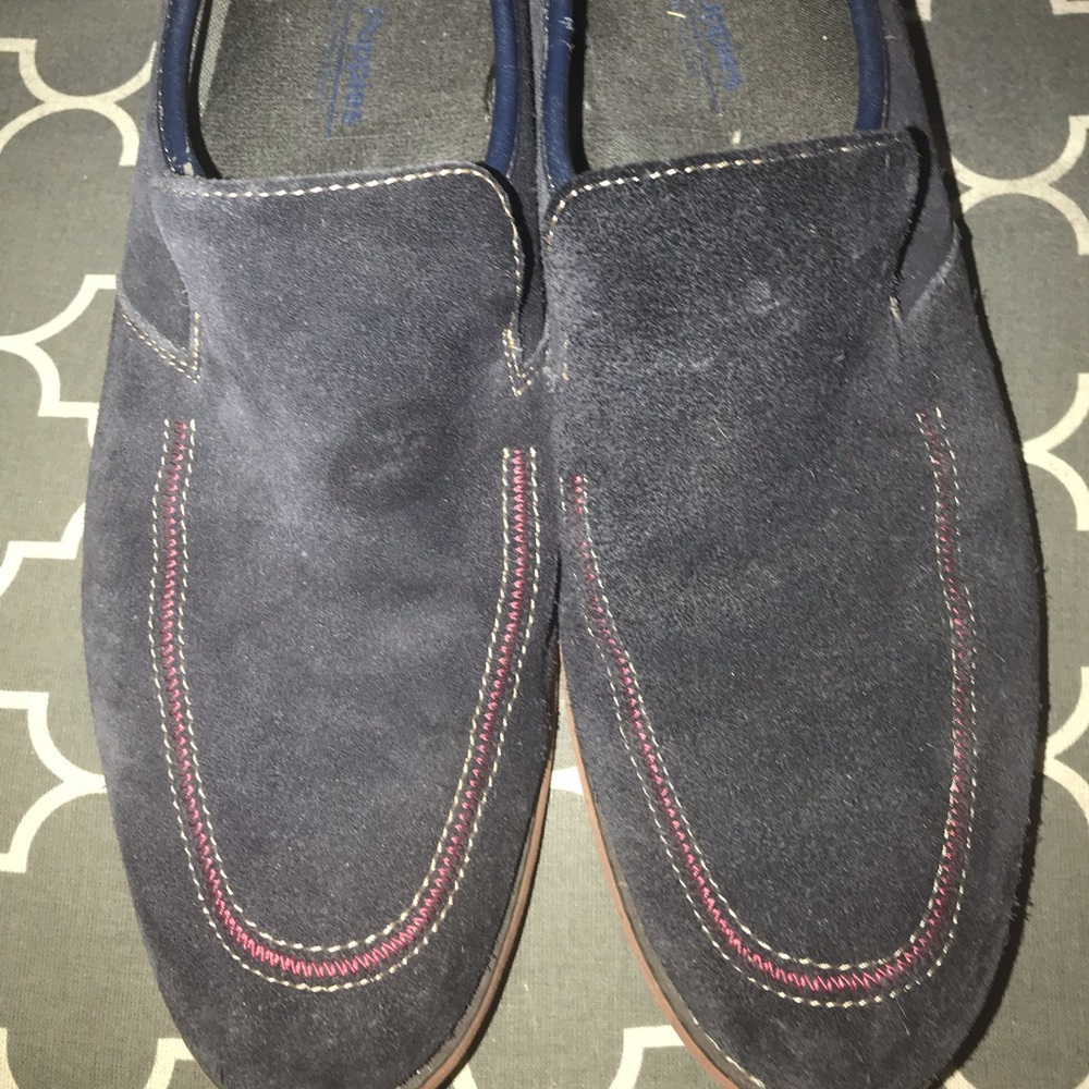 Causal slide, blue and suede